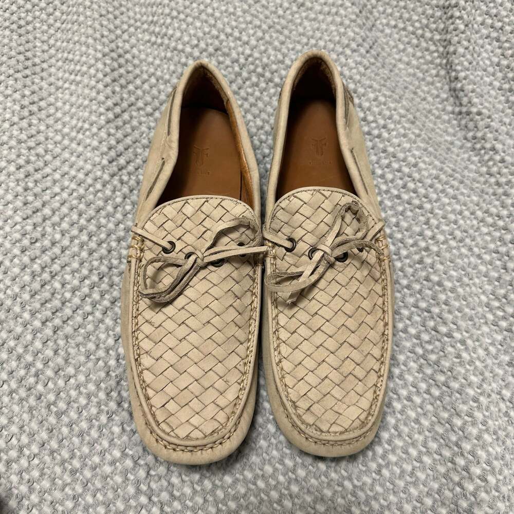Frye Men's Lewis Woven Suede Driving Loafers in Sand